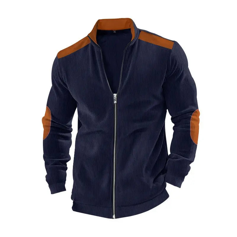 Solid Color Block Long Sleeve Zipper Cardigan Outerwear Conceitastral
