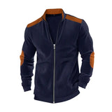 Solid Color Block Long Sleeve Zipper Cardigan Outerwear Conceitastral