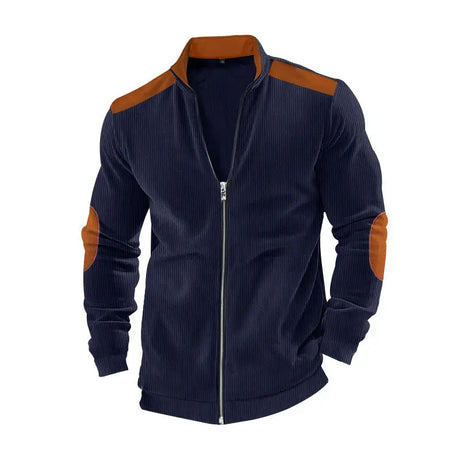 Solid Color Block Long Sleeve Zipper Cardigan Outerwear Conceitastral