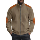 Solid Color Block Long Sleeve Zipper Cardigan Outerwear Conceitastral