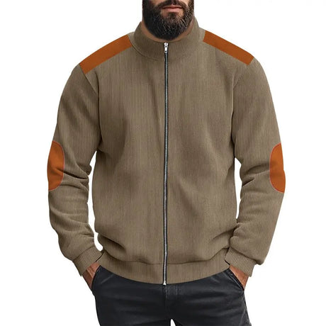 Solid Color Block Long Sleeve Zipper Cardigan Outerwear Conceitastral