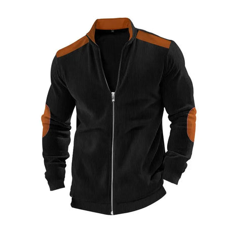 Solid Color Block Long Sleeve Zipper Cardigan Outerwear Conceitastral