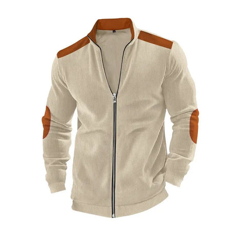 Solid Color Block Long Sleeve Zipper Cardigan Outerwear Conceitastral