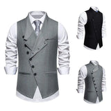 Solid Color European Size Oblique Placket Single-breasted Men's Suit Vest Conceitastral