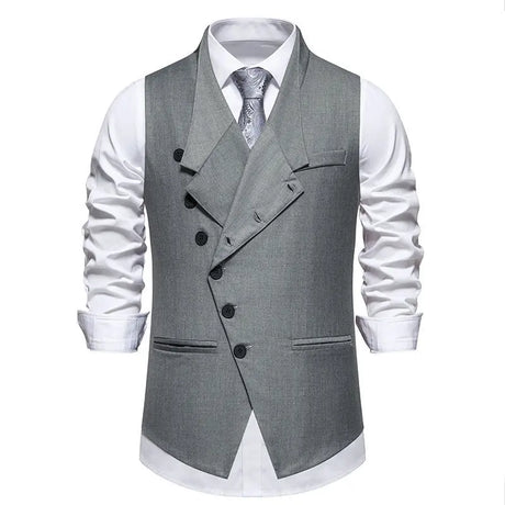 Solid Color European Size Oblique Placket Single-breasted Men's Suit Vest Conceitastral