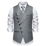 Solid Color European Size Oblique Placket Single-breasted Men's Suit Vest Conceitastral