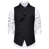 Solid Color European Size Oblique Placket Single-breasted Men's Suit Vest Conceitastral