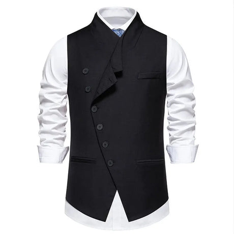 Solid Color European Size Oblique Placket Single-breasted Men's Suit Vest Conceitastral