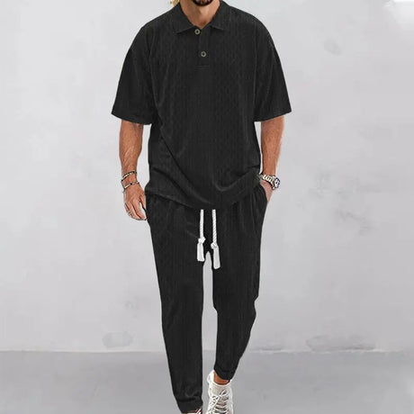 Solid Color Jacquard Heavy T-shirt Trousers Suit Conceitastral