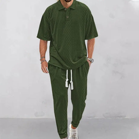 Solid Color Jacquard Heavy T-shirt Trousers Suit Conceitastral