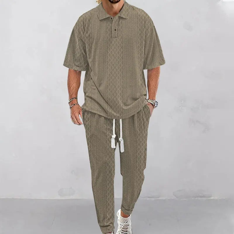 Solid Color Jacquard Heavy T-shirt Trousers Suit Conceitastral