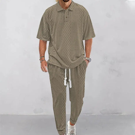 Solid Color Jacquard Heavy T-shirt Trousers Suit Conceitastral