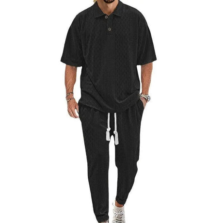 Solid Color Jacquard Heavy T-shirt Trousers Suit Conceitastral