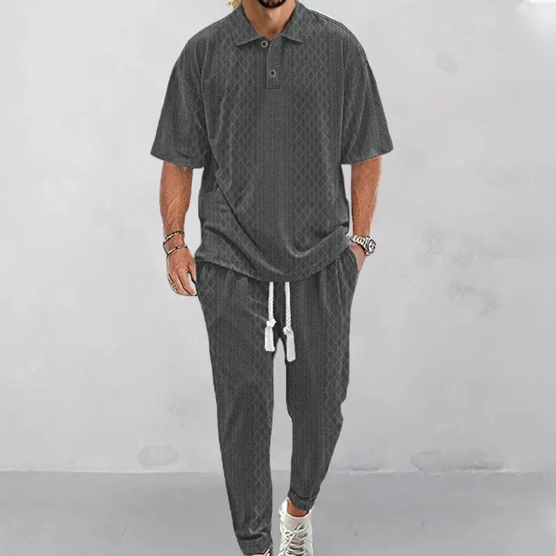 Solid Color Jacquard Heavy T-shirt Trousers Suit Conceitastral