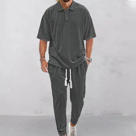 Solid Color Jacquard Heavy T-shirt Trousers Suit Conceitastral
