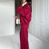 Solid Color Loose Zip Sweater Casual Trousers Suit Conceitastral