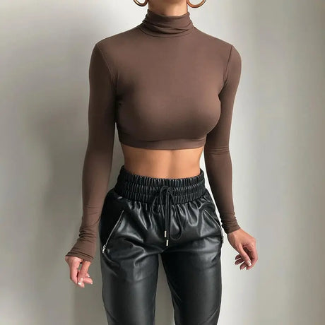 Solid Color Short Cropped Navel  Slim Fashion T-shirt Women Oásis Mercado