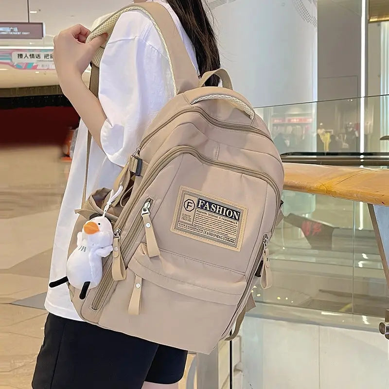 Solid Multi-pocket Backpack Korean Version Junior High School Students Schoolbag Outdoor Large Capacity Travel Bags For Men And Women Conceitastral