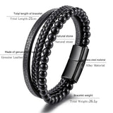 Stainless Steel Natural Tiger Eye Stone Bracelet With Beads For Men Conceitastral