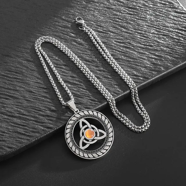 Stainless Steel Witch Knot Pendant Necklace Men Women Silver Jewelry Conceitastral