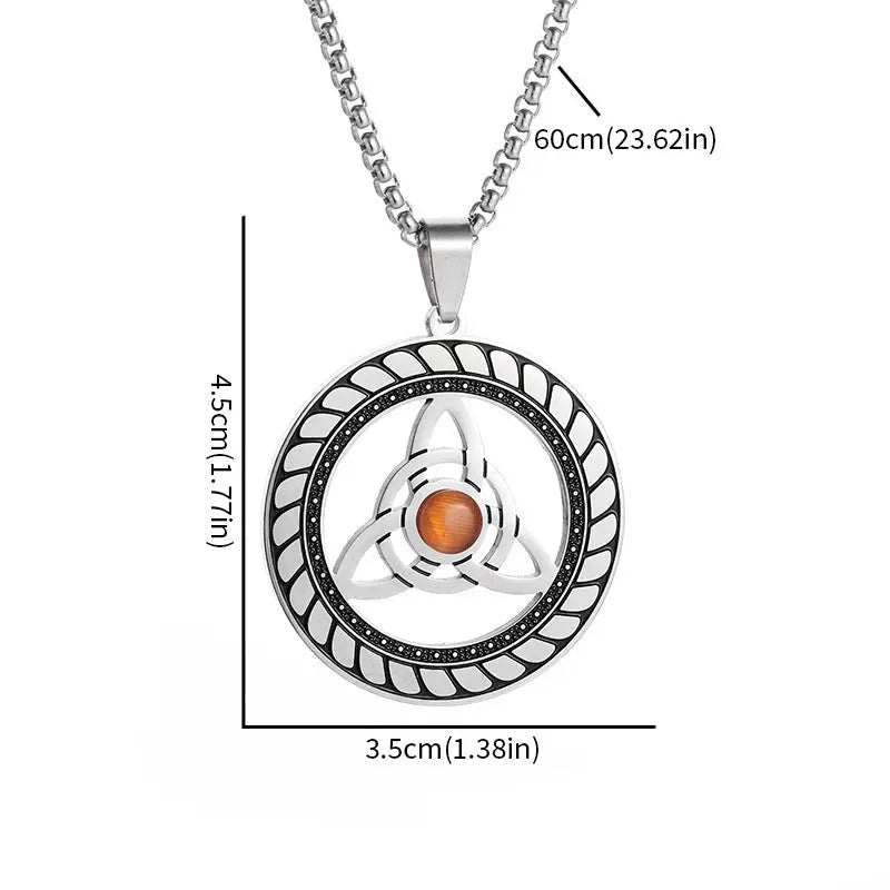 Stainless Steel Witch Knot Pendant Necklace Men Women Silver Jewelry Conceitastral