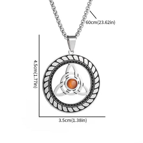 Stainless Steel Witch Knot Pendant Necklace Men Women Silver Jewelry Conceitastral