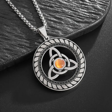 Stainless Steel Witch Knot Pendant Necklace Men Women Silver Jewelry Conceitastral