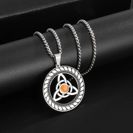 Stainless Steel Witch Knot Pendant Necklace Men Women Silver Jewelry Conceitastral