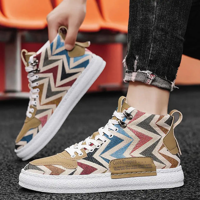 Student Leisure Sports Soft Bottom Breathable Mesh Surface Trend Niche Men's High-top Board Shoes Conceitastral