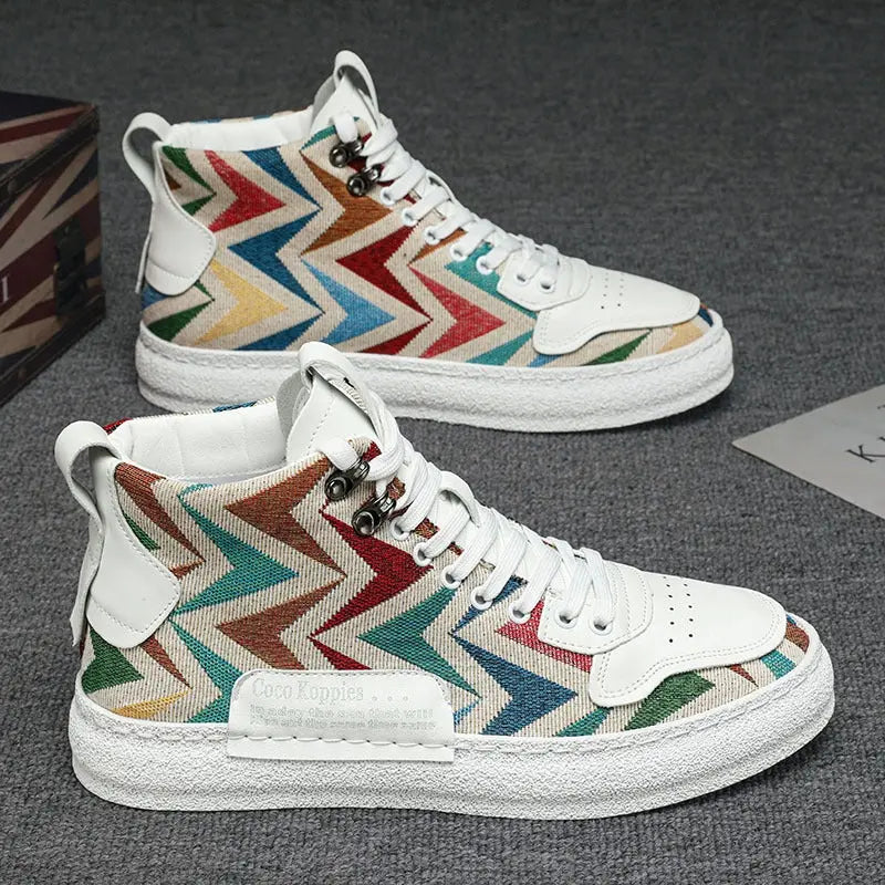 Student Leisure Sports Soft Bottom Breathable Mesh Surface Trend Niche Men's High-top Board Shoes Conceitastral