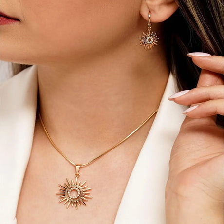 Sunflower Earrings Necklace Jewelry Suit Women Conceitastral
