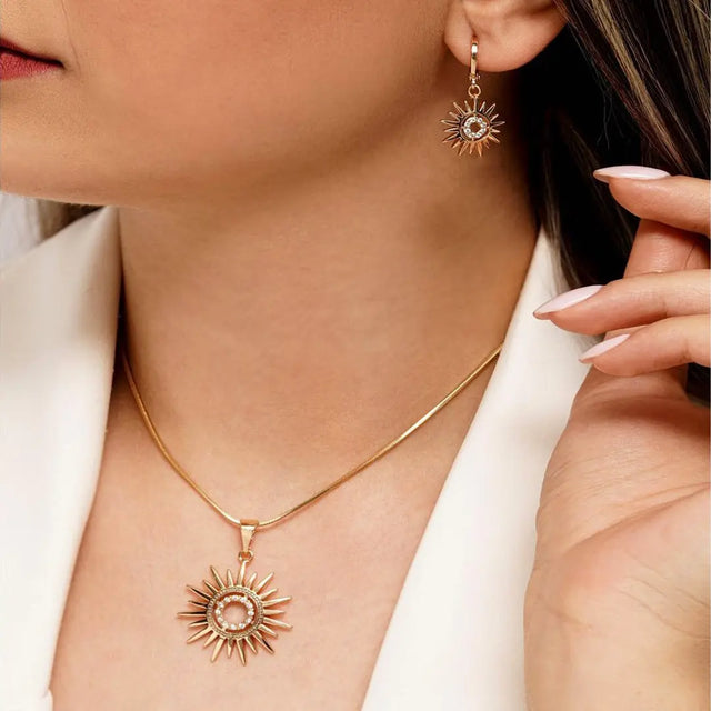 Sunflower Earrings Necklace Jewelry Suit Women Conceitastral