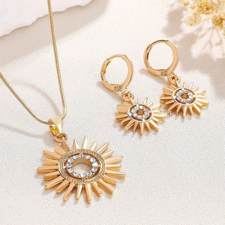 Sunflower Earrings Necklace Jewelry Suit Women Conceitastral