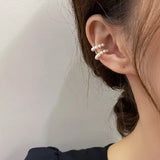Sweet C-shaped Pearl Temperament Small Earrings Xianfanins Wind Ear Clip Conceitastral
