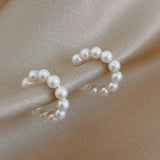 Sweet C-shaped Pearl Temperament Small Earrings Xianfanins Wind Ear Clip Conceitastral