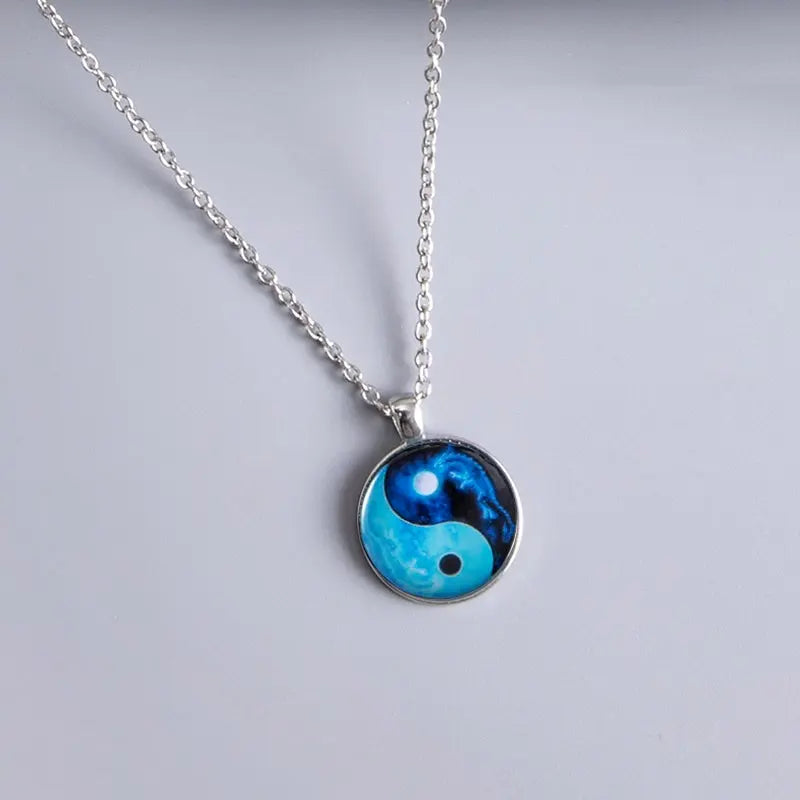 Tai Chi Yin Yang Dragon Glass Necklaces For Men Conceitastral