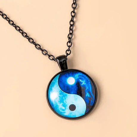 Tai Chi Yin Yang Dragon Glass Necklaces For Men Conceitastral