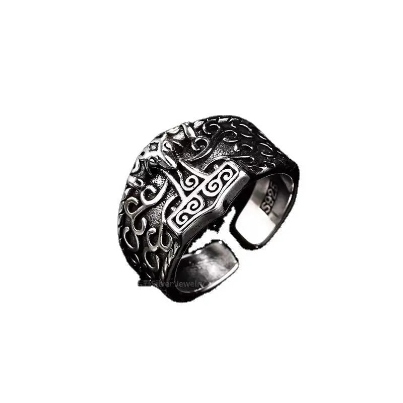 Thai Silver Vintage Nordic Vikings Crow Ring For Men Conceitastral