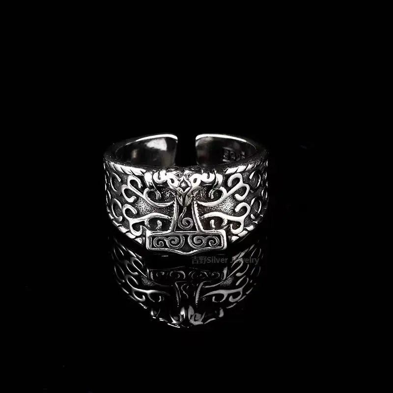 Thai Silver Vintage Nordic Vikings Crow Ring For Men Conceitastral
