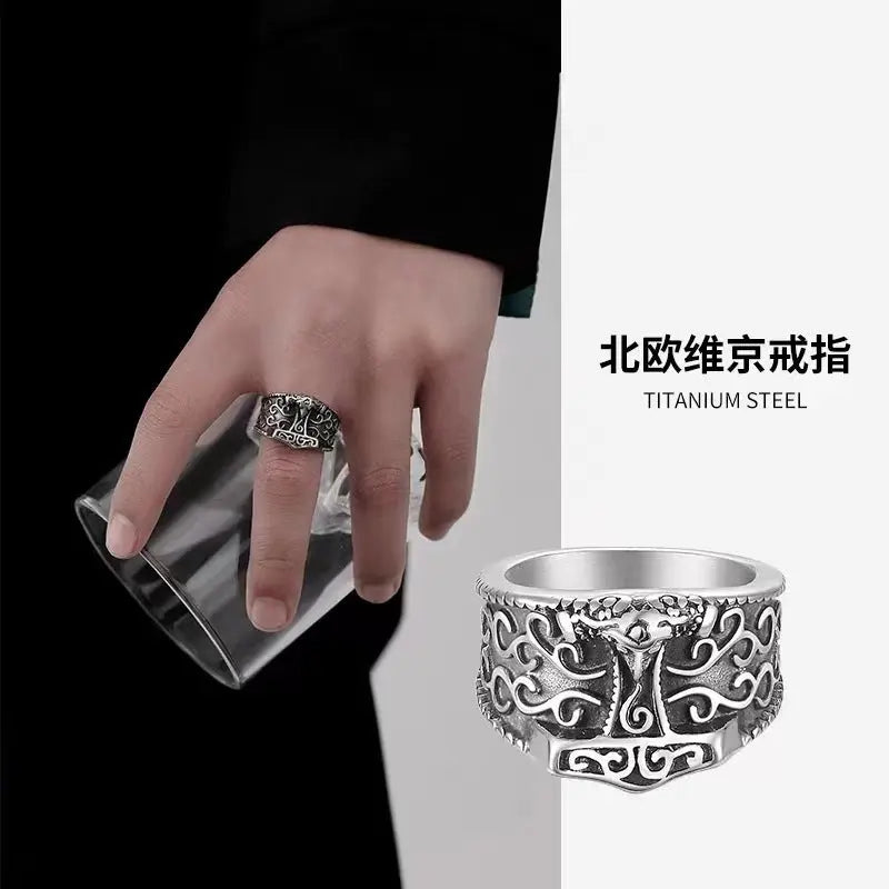 Thai Silver Vintage Nordic Vikings Crow Ring For Men Conceitastral