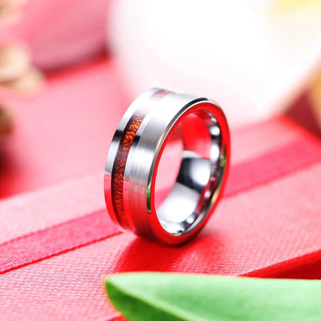 Tungsten Ring Single Row Wood Grain Men Conceitastral