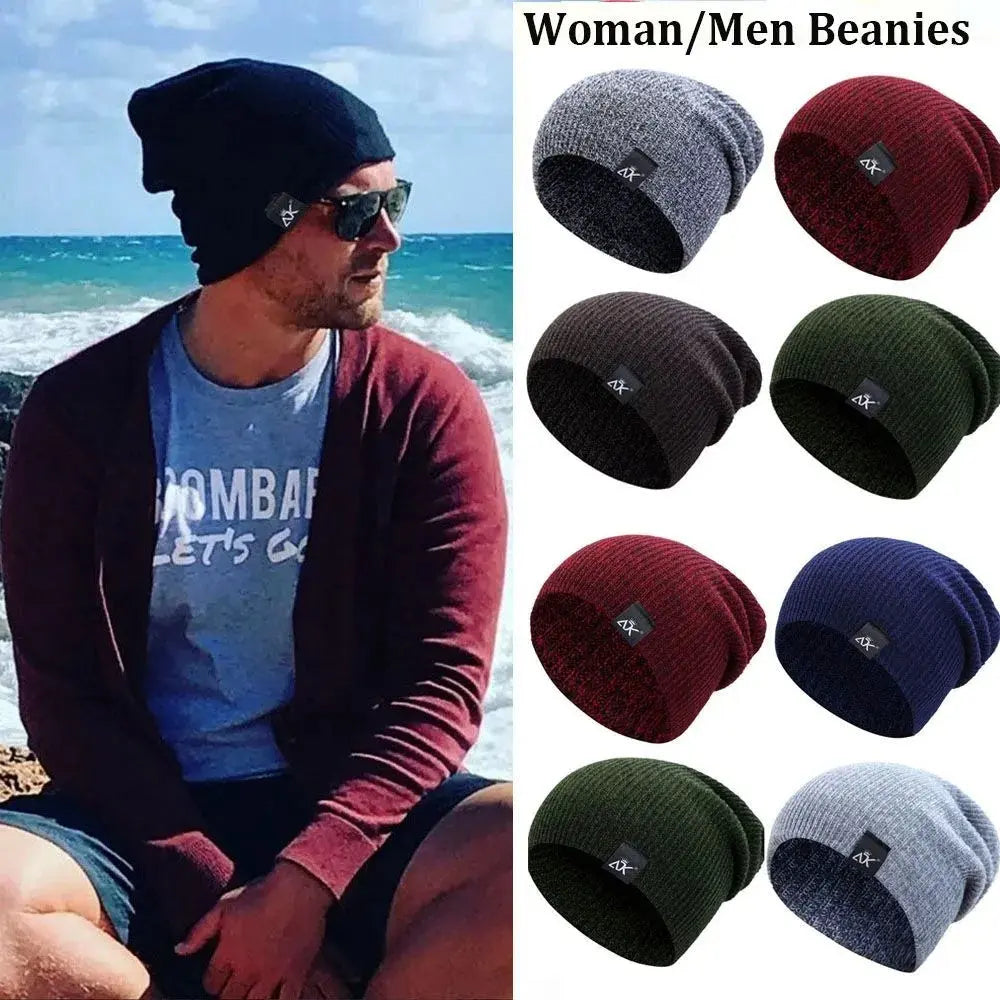 Unisex Fashionable Knitted Beanie, Winter Wool Elastic Hat For Outdoor Cycling, Camping, Travel Winter Beanie Hat Acrylic Knit Hats For Men Women Conceitastral
