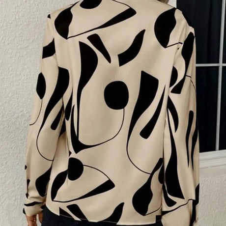 V-neck Long Sleeve Slimming Printed Stand Collar Shirt Conceitastral