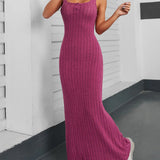 Vestido feminino elegante de cor sólida e sem mangas Conceitastral