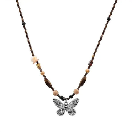 Vintage Beaded Butterfly Necklace For Women Conceitastral
