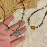 Vintage Beaded Butterfly Necklace For Women Conceitastral