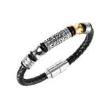 Vintage Braided Leather Stainless Steel Bracelet For Men Conceitastral