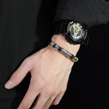 Vintage Braided Leather Stainless Steel Bracelet For Men Conceitastral