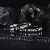 Vintage Braided Leather Stainless Steel Bracelet For Men Conceitastral