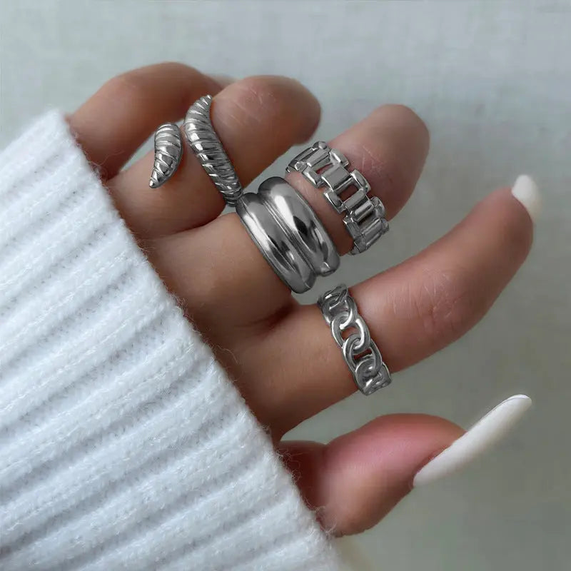 Vintage Electroplating Snake Knuckle Rings 4 Piece Set For Women Conceitastral